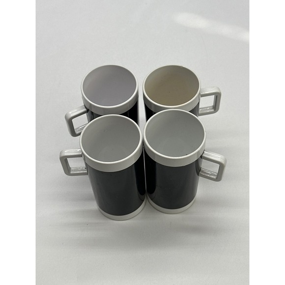 Braniff Airlines Black and White Cylindrical Coffee Mugs Set of 4 - Picture 2 of 4